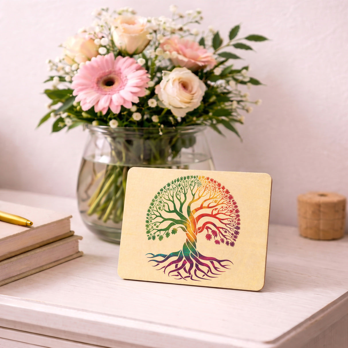 Lebensbaum Postkarte aus Holz