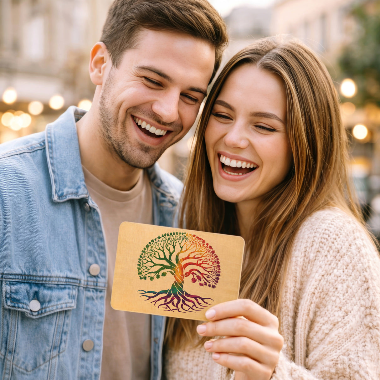 Lebensbaum Postkarte aus Holz