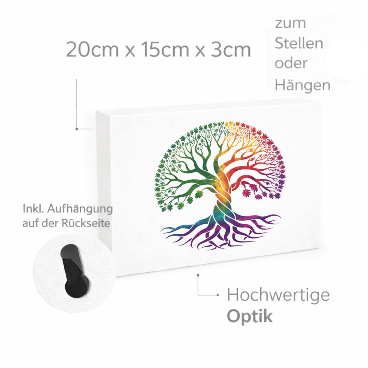 Lebensbaum Holzbild in 20x15 cm zum Stellen oder Aufhängen