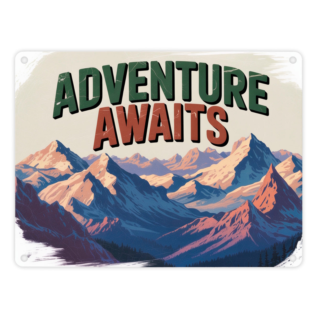Adventure Awaits Bergpanorama Metallschild in 15x20 cm