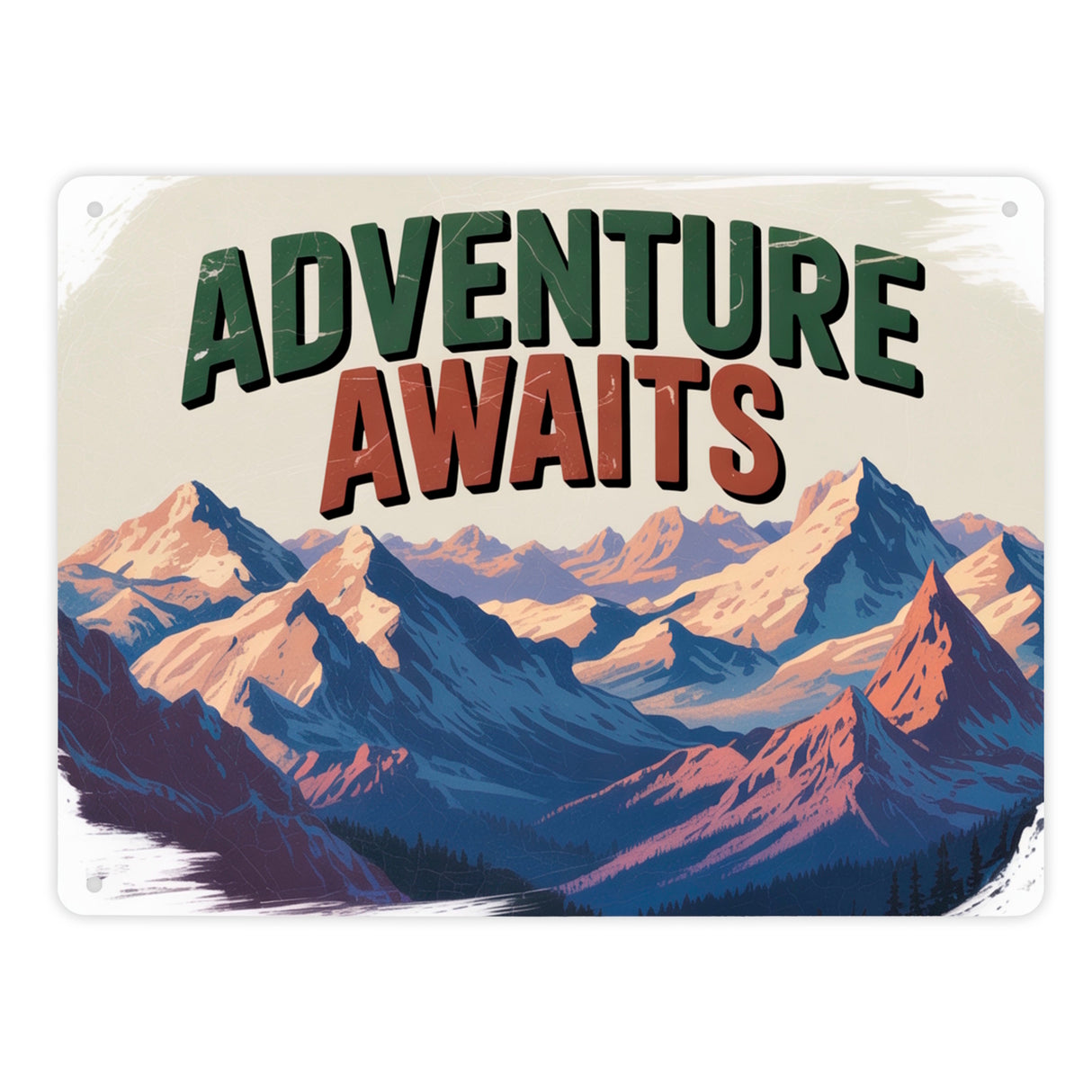 Adventure Awaits Bergpanorama Metallschild in 15x20 cm