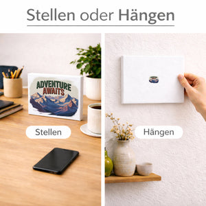 Adventure Awaits Bergpanorama Holzbild in 20x15 cm zum Stellen oder Aufhängen Retro Wanddeko