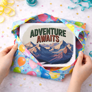 Adventure Awaits Bergpanorama Holzbild in 20x15 cm zum Stellen oder Aufhängen Retro Wanddeko