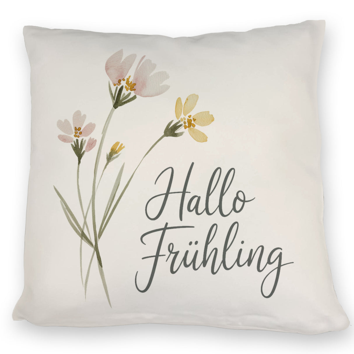 Aquarellblumen Hallo Frühling Kissen für Dekofans