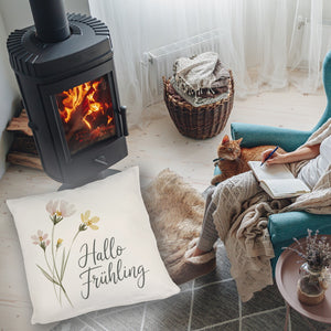 Aquarellblumen Hallo Frühling Kissen für Dekofans