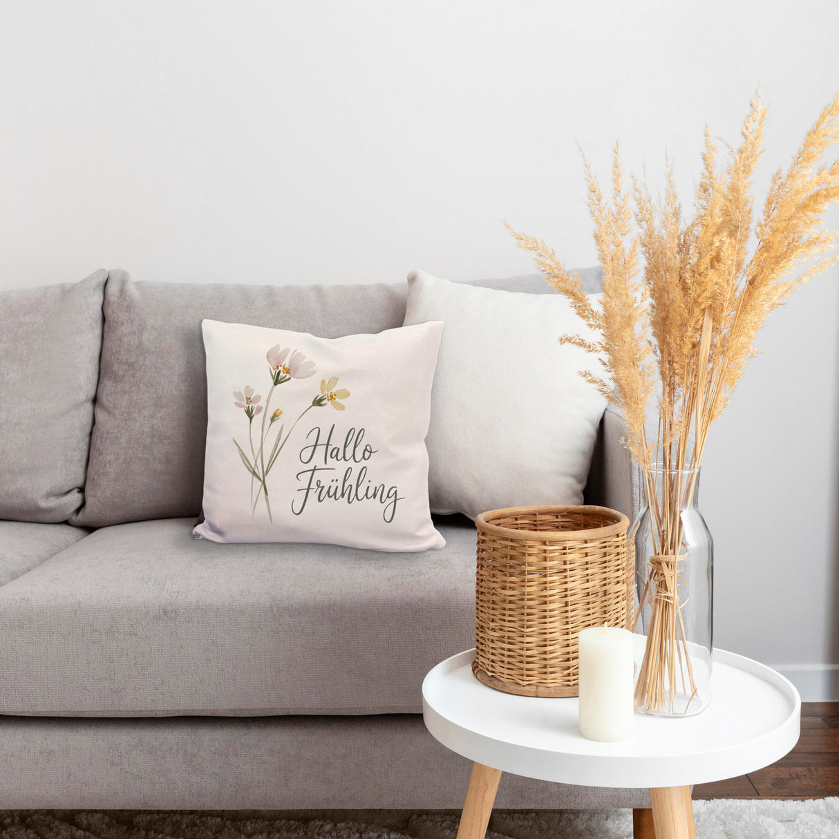 Aquarellblumen Hallo Frühling Kissen für Dekofans