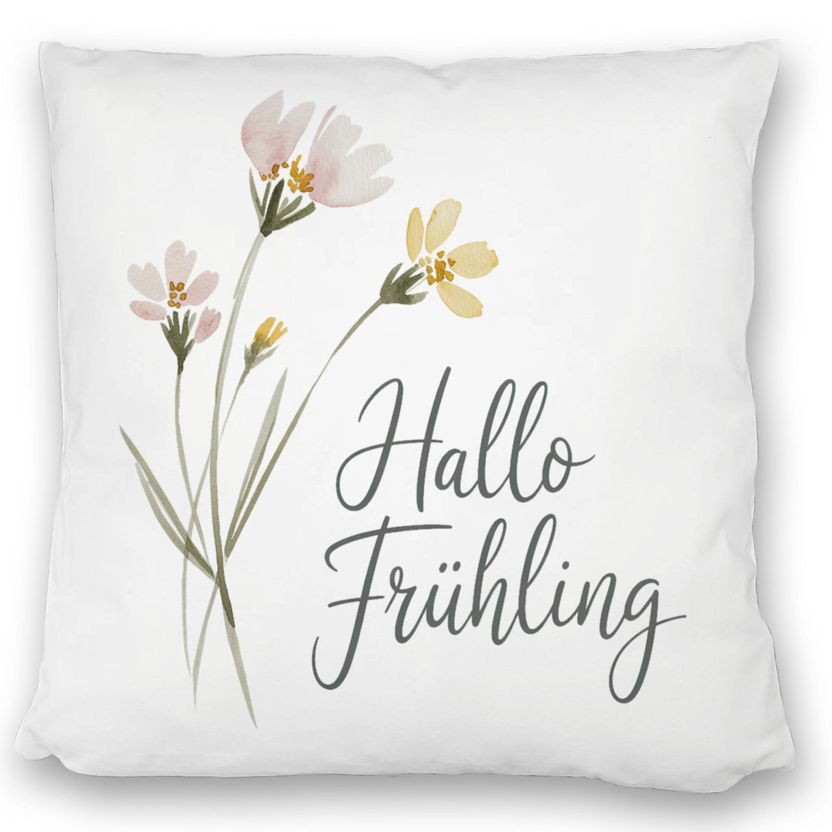 Aquarellblumen Hallo Frühling Kissen für Dekofans