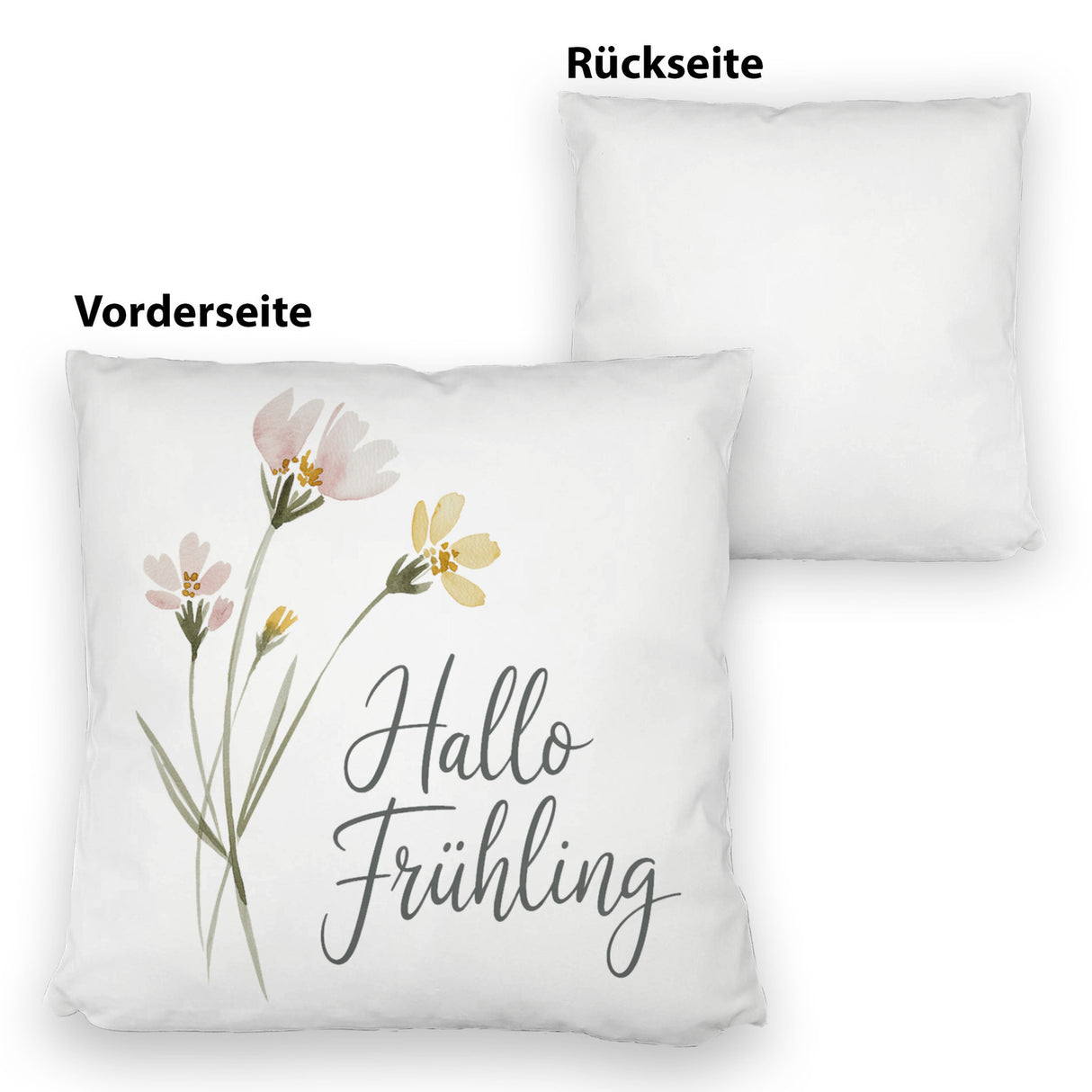 Aquarellblumen Hallo Frühling Kissen für Dekofans