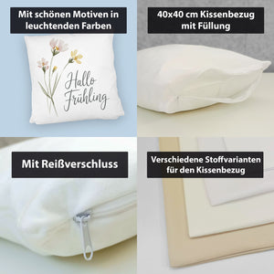 Aquarellblumen Hallo Frühling Kissen für Dekofans