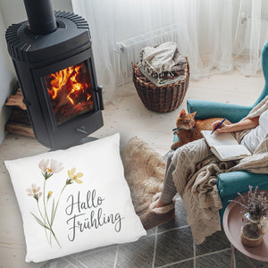 Aquarellblumen Hallo Frühling Kissen für Dekofans