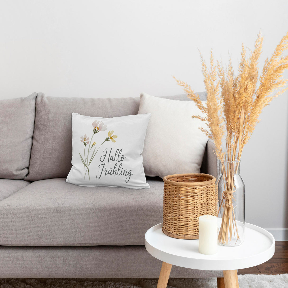 Aquarellblumen Hallo Frühling Kissen für Dekofans