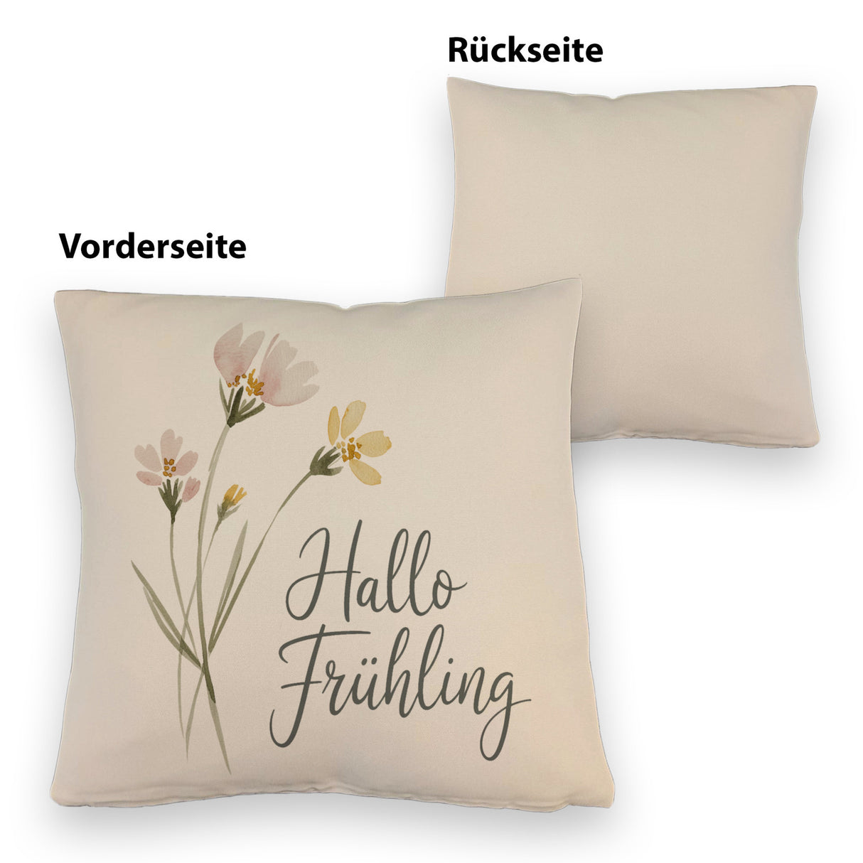 Aquarellblumen Hallo Frühling Kissen für Dekofans