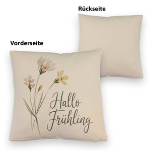 Aquarellblumen Hallo Frühling Kissen für Dekofans