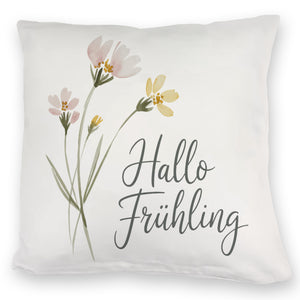 Aquarellblumen Hallo Frühling Kissen für Dekofans
