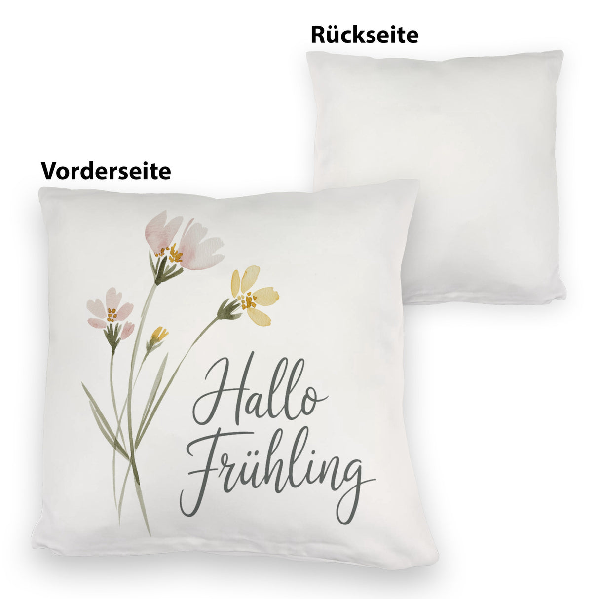 Aquarellblumen Hallo Frühling Kissen für Dekofans
