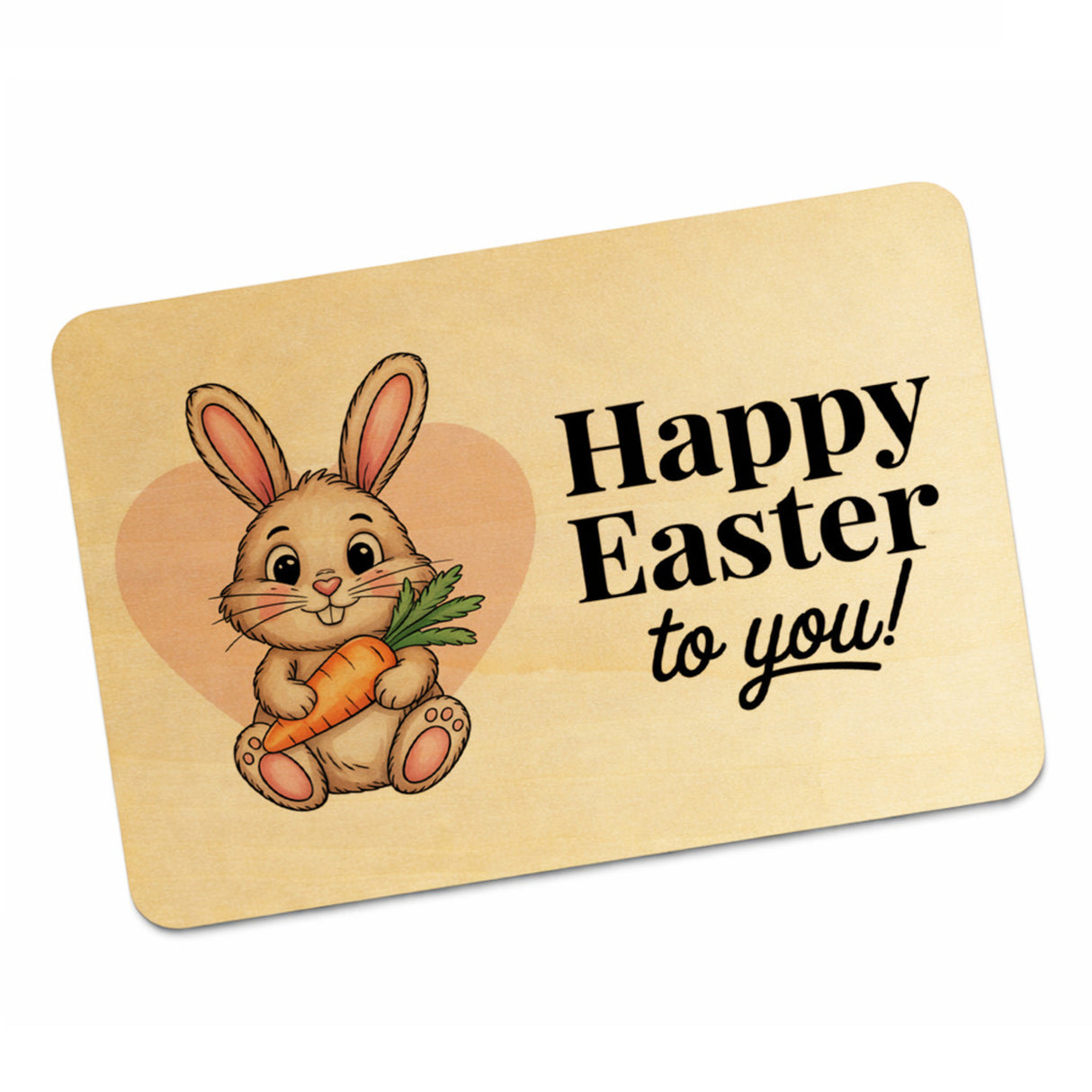 Niedlicher Hase happy easter to you Postkarte aus Holz