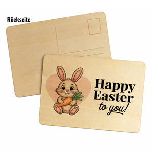 Niedlicher Hase happy easter to you Postkarte aus Holz