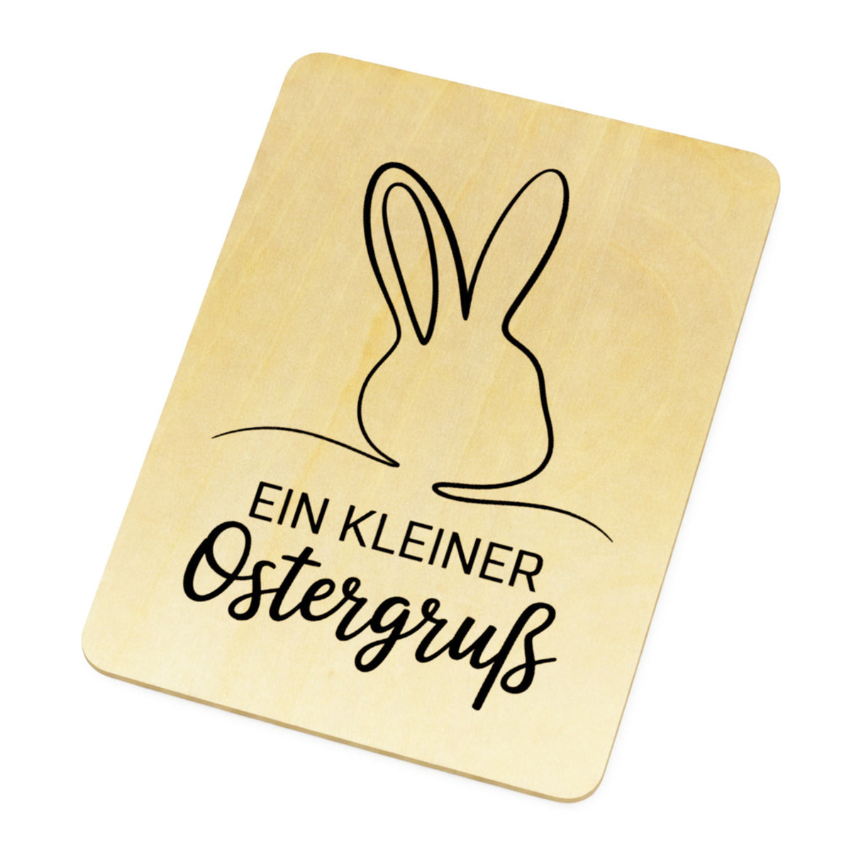 Hasenkopf Ostergruß auf Postkarte aus Holz