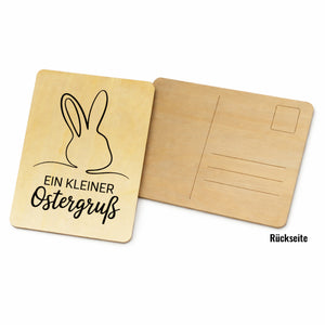 Hasenkopf Ostergruß auf Postkarte aus Holz