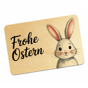 Grauer Hase Aquarell Frohe Ostern Postkarte aus Holz