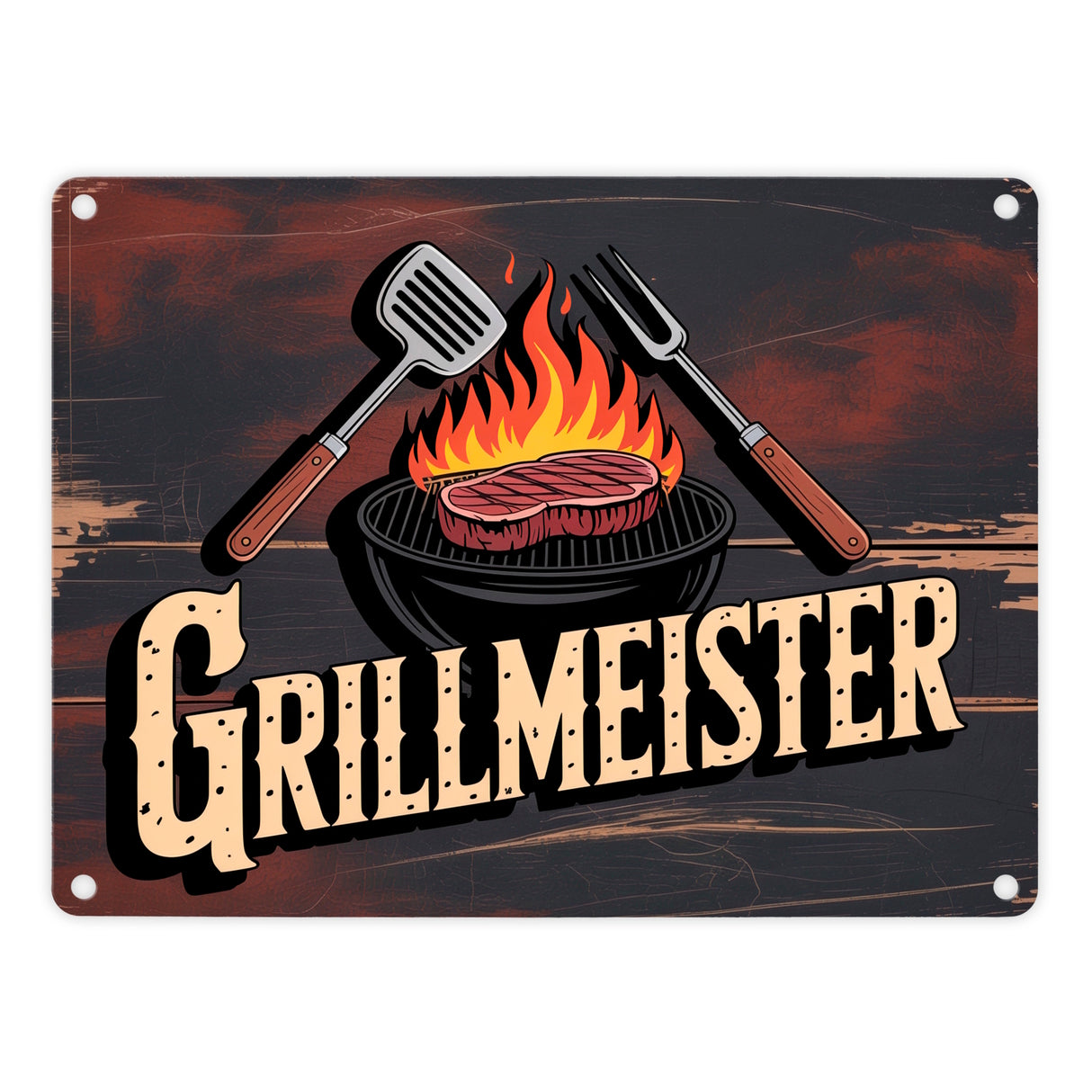 Grillmeister Metallschild in 15x20 cm für BBQ-Enthusiasten