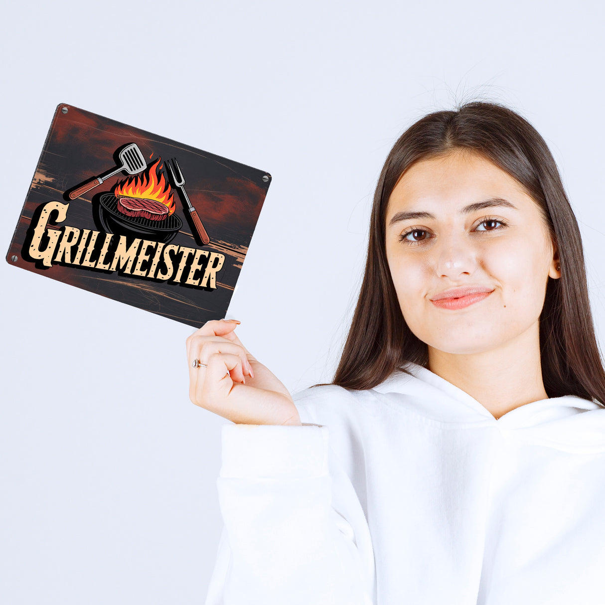 Grillmeister Metallschild in 15x20 cm für BBQ-Enthusiasten