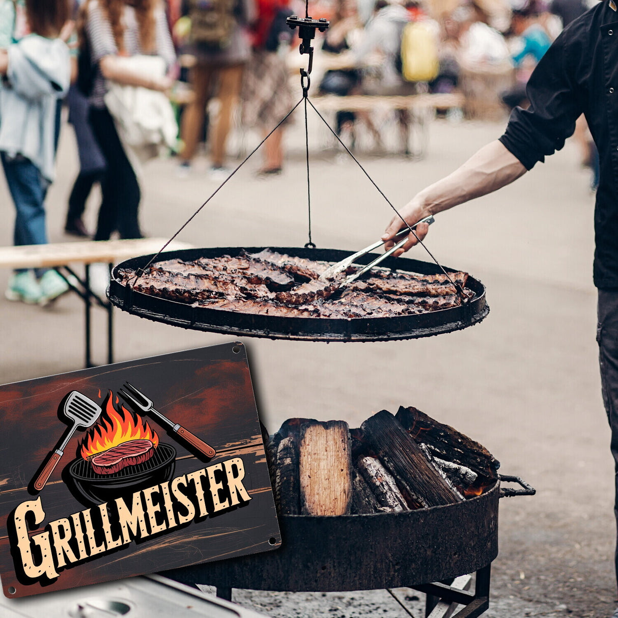 Grillmeister Metallschild in 15x20 cm für BBQ-Enthusiasten