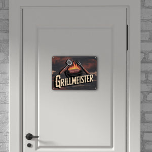 Grillmeister Metallschild in 15x20 cm für BBQ-Enthusiasten