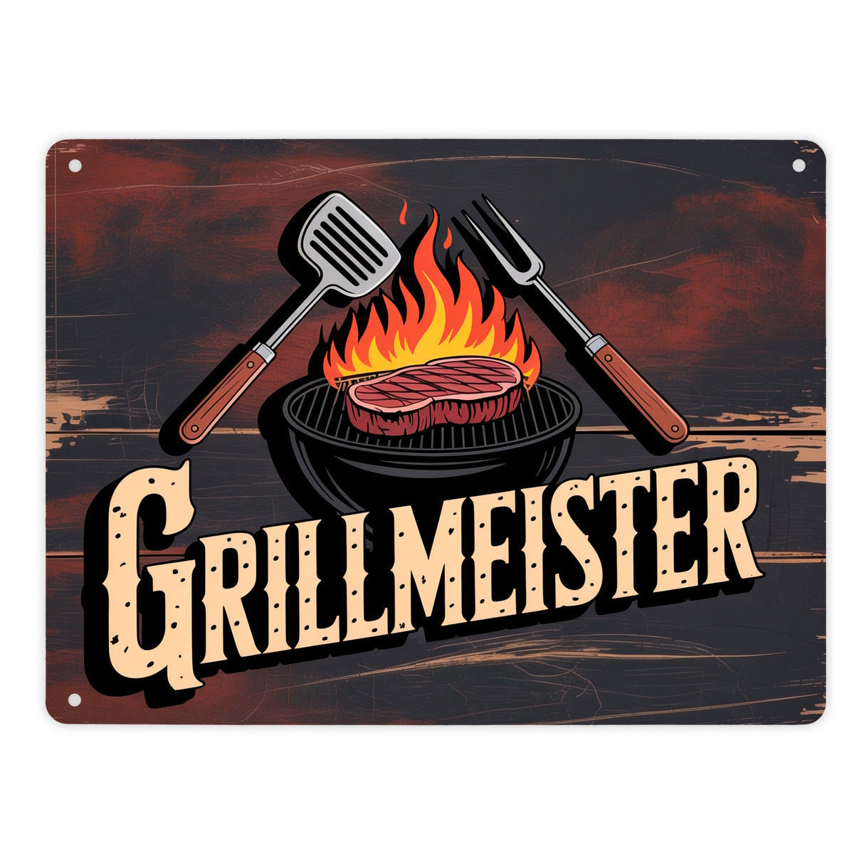Grillmeister Metallschild in 15x20 cm für BBQ-Enthusiasten