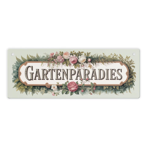 Botanisches Gartenparadies Metallschild für Gartenliebhaber
