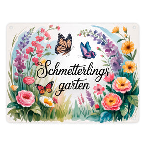 Schmetterlinge im Cottage-Garten Metallschild in 15x20 cm Naturliebhaber