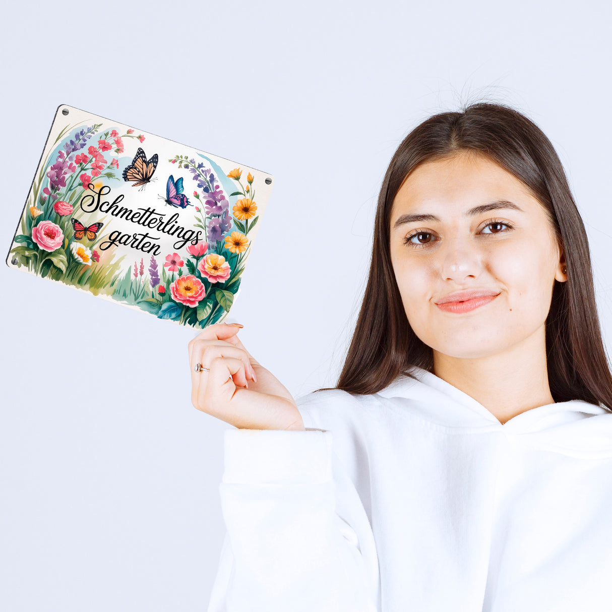 Schmetterlinge im Cottage-Garten Metallschild in 15x20 cm Naturliebhaber