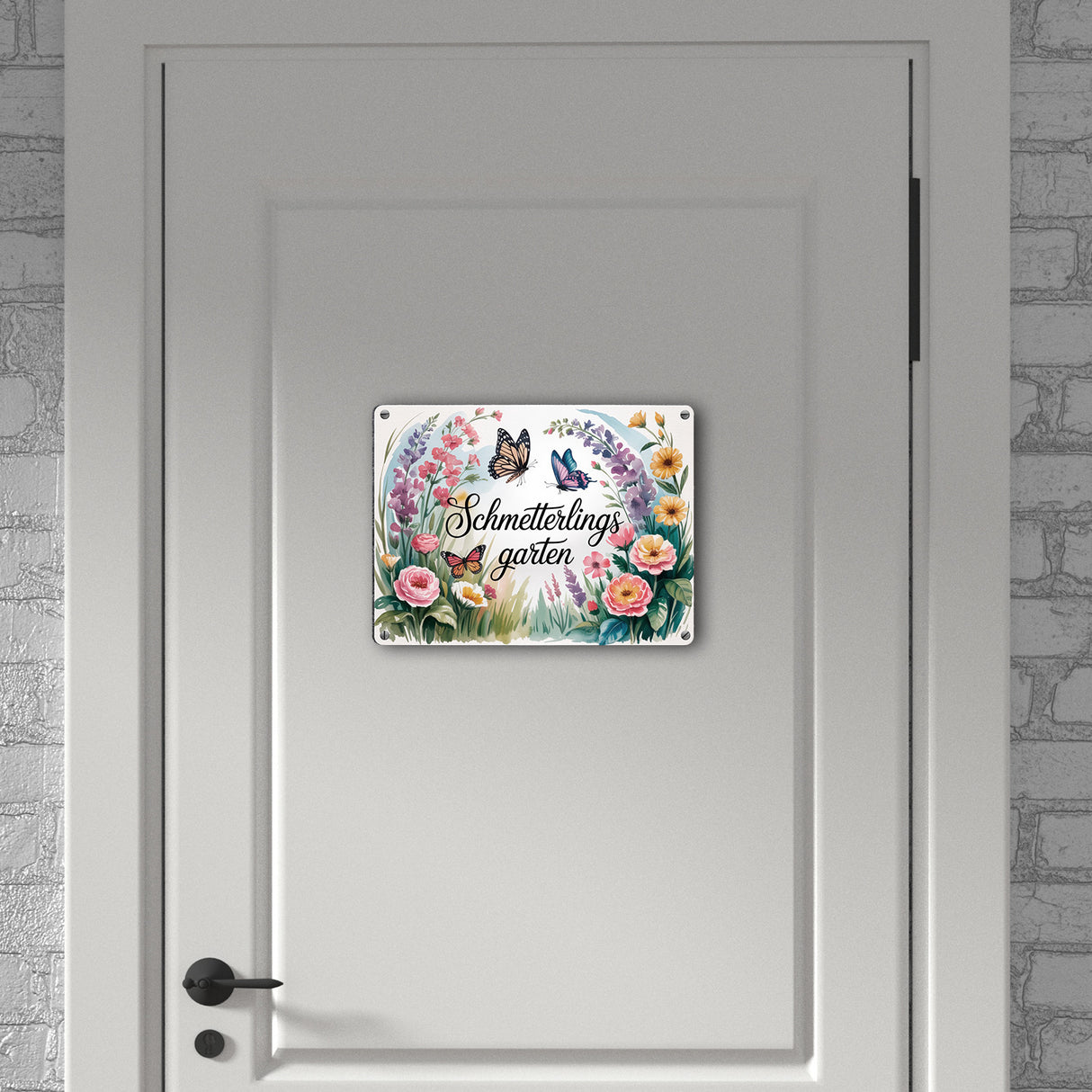 Schmetterlinge im Cottage-Garten Metallschild in 15x20 cm Naturliebhaber