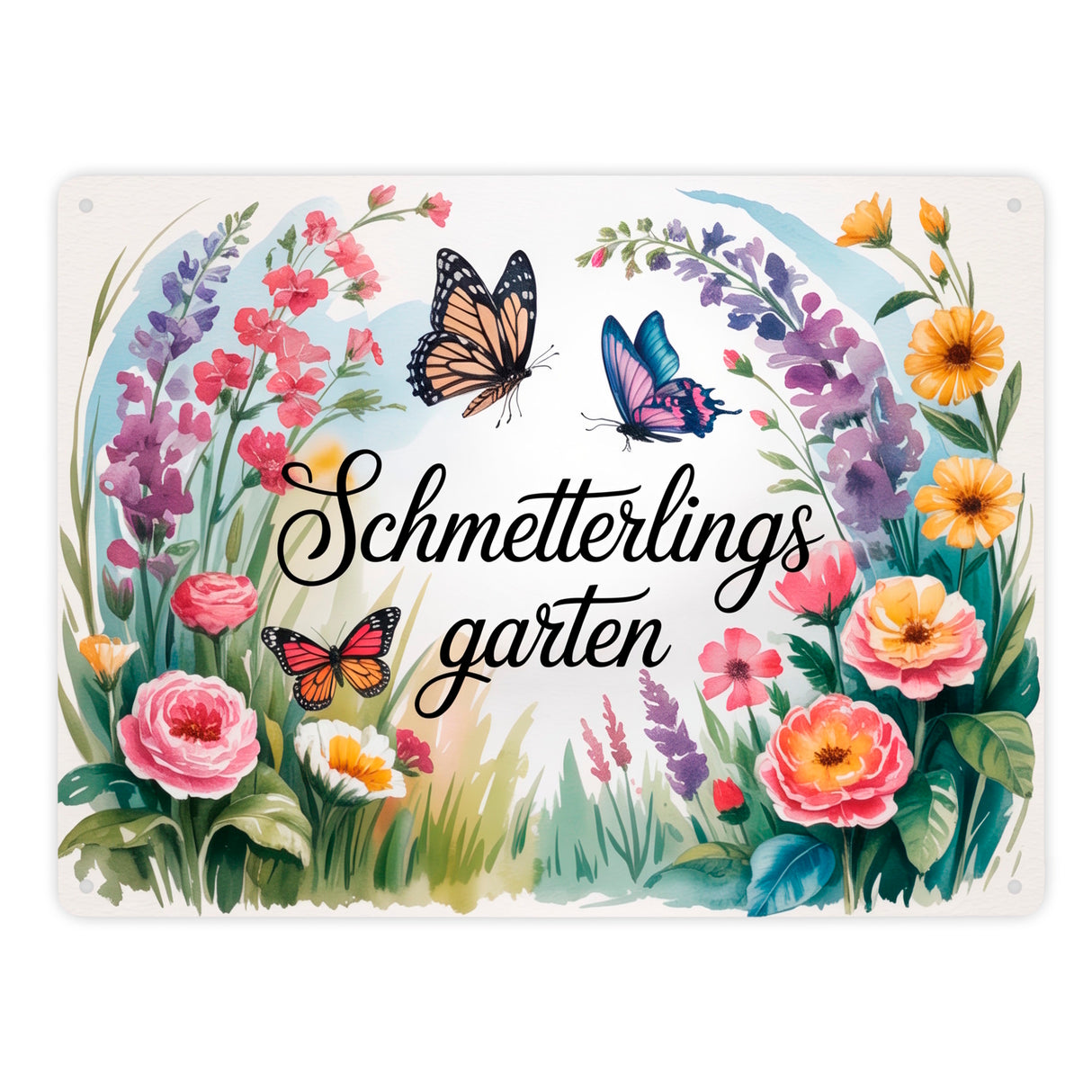 Schmetterlinge im Cottage-Garten Metallschild in 15x20 cm Naturliebhaber