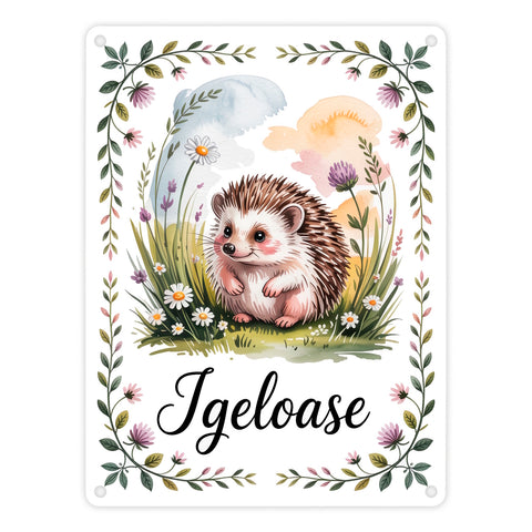 Idyllisch Igeloase Igel Metallschild in 15x20 cm für Naturliebhaber