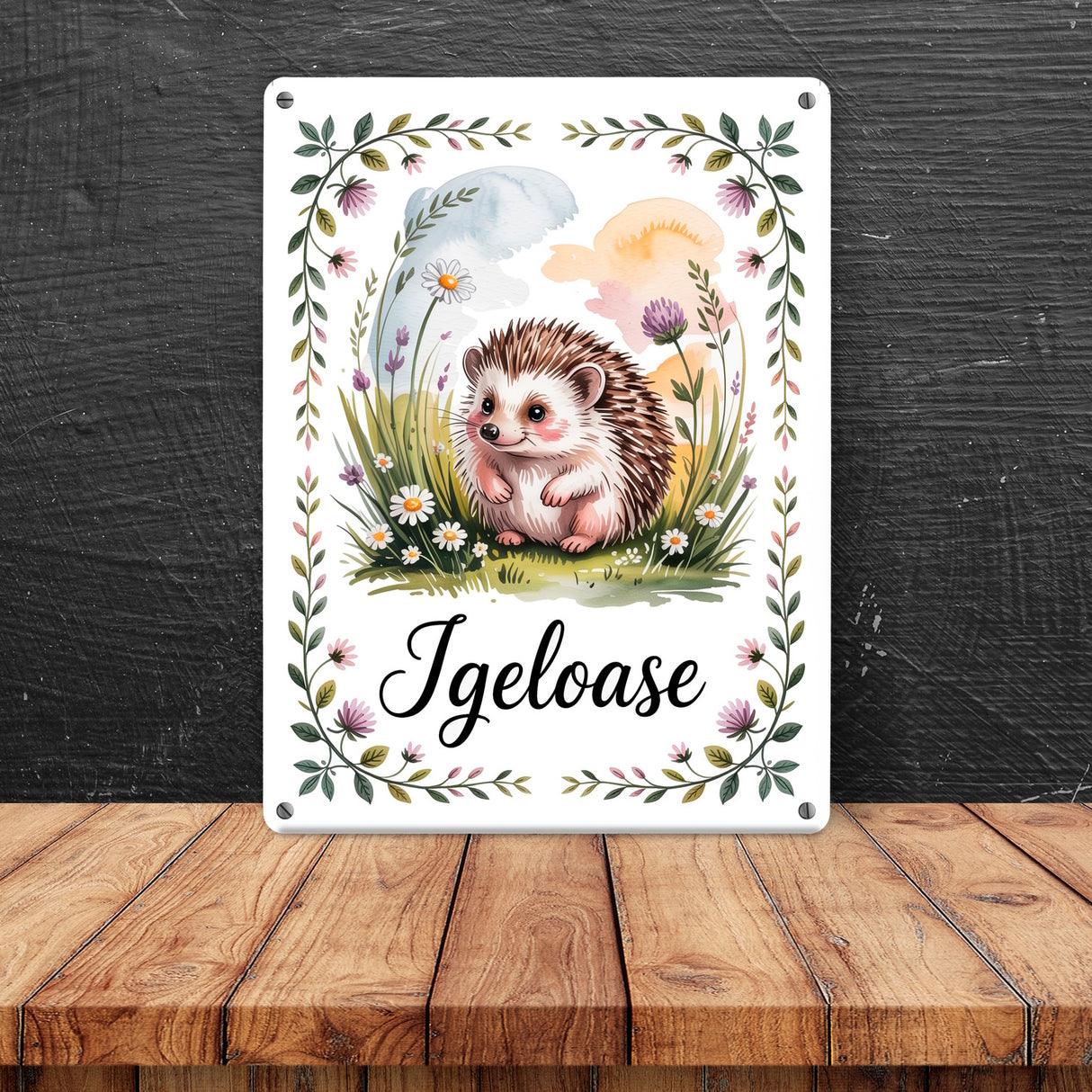 Idyllisch Igeloase Igel Metallschild in 15x20 cm für Naturliebhaber