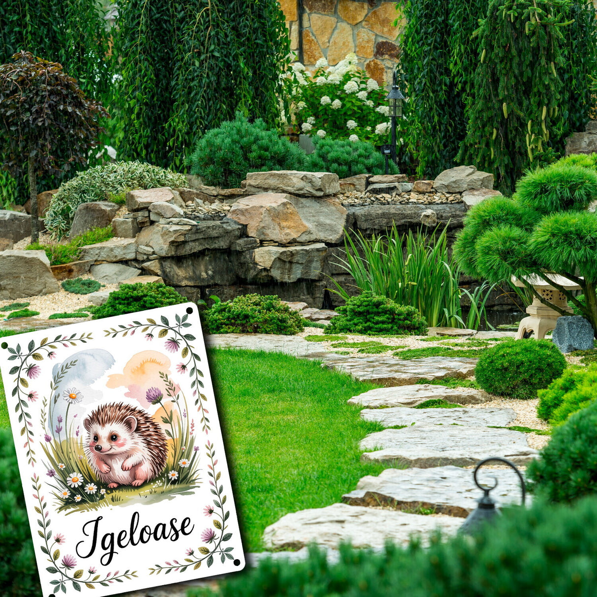 Idyllisch Igeloase Igel Metallschild in 15x20 cm für Naturliebhaber