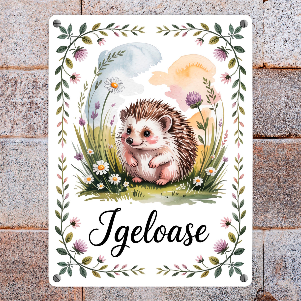 Idyllisch Igeloase Igel Metallschild in 15x20 cm für Naturliebhaber