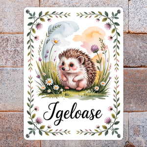Idyllisch Igeloase Igel Metallschild in 15x20 cm für Naturliebhaber