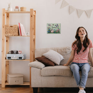 Igel auf Wildblumen Igeloase Metallschild in 15x20 cm Gartendeko