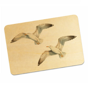 Möwen im Flug Postkarte aus Holz maritim