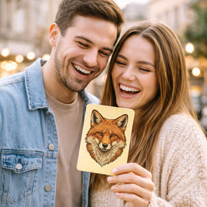 Fuchs Postkarte aus Holz für Naturliebhaber
