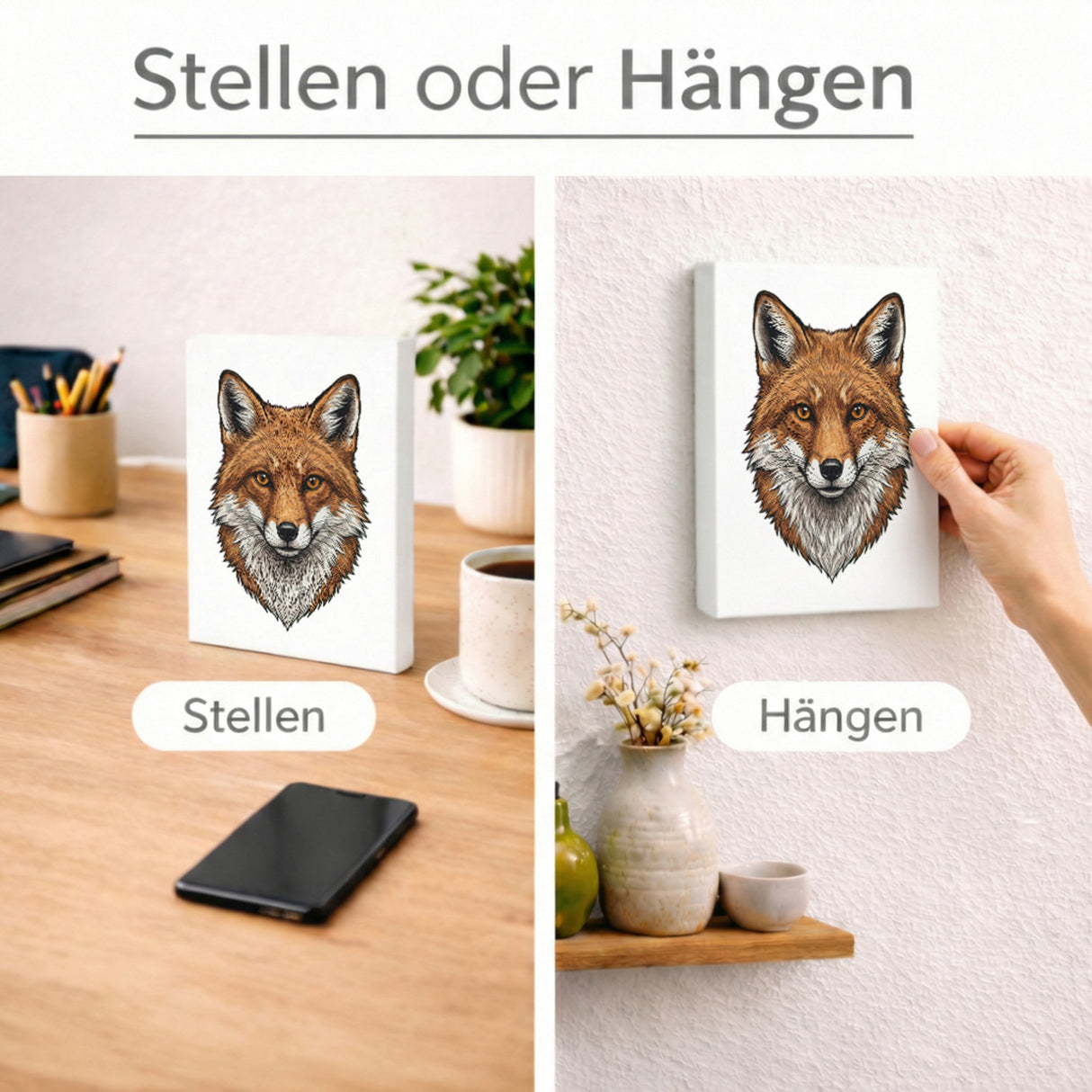 Fuchs Holzbild in 20x15 cm zum Stellen oder Aufhängen für Naturliebhaber