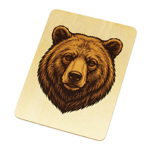 Braunbär Postkarte aus Holz für Naturliebhaber