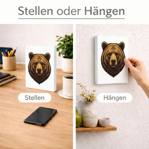 Braunbär Holzbild in 20x15 cm zum Stellen oder Aufhängen für Naturliebhaber