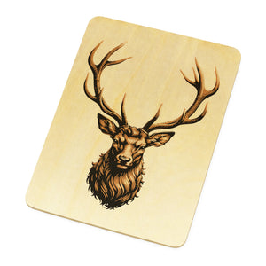 Hirsch mit prächtigem Geweih Postkarte aus Holz für Naturfans