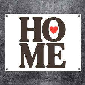 HOME Herz Metallschild in 15x20 cm für Wohnräume