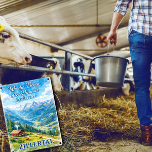 Wo die Berge den Himmel berühren Metallschild in 15x20 cm - Zillertal