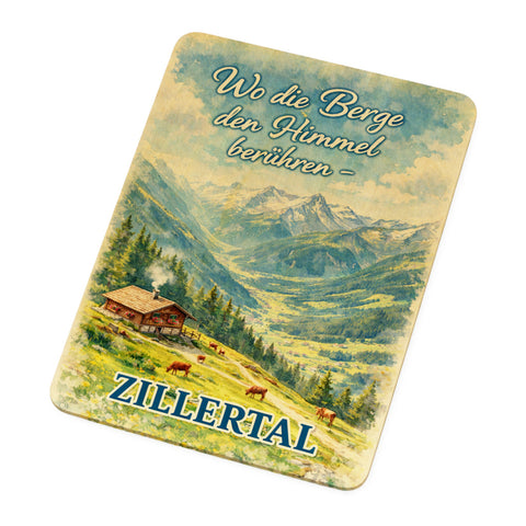 Wo die Berge den Himmel berühren Postkarte aus Holz - Zillertal
