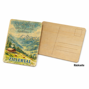 Wo die Berge den Himmel berühren Postkarte aus Holz - Zillertal